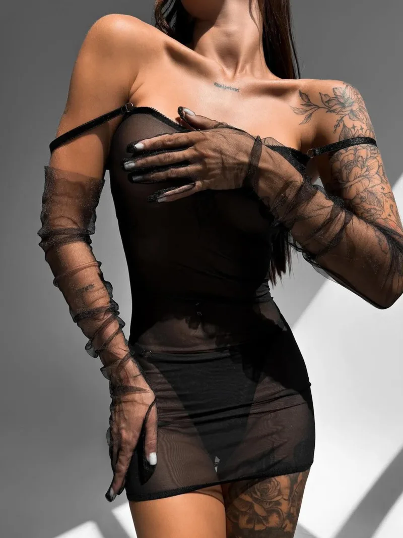 ヒョウ柄ストラップドレス魅力的なセクシーなネクタイ中空アウト透明純粋な欲望遊び心のあるスタイルドレスノースリーブちょう結びドレス 0IS3