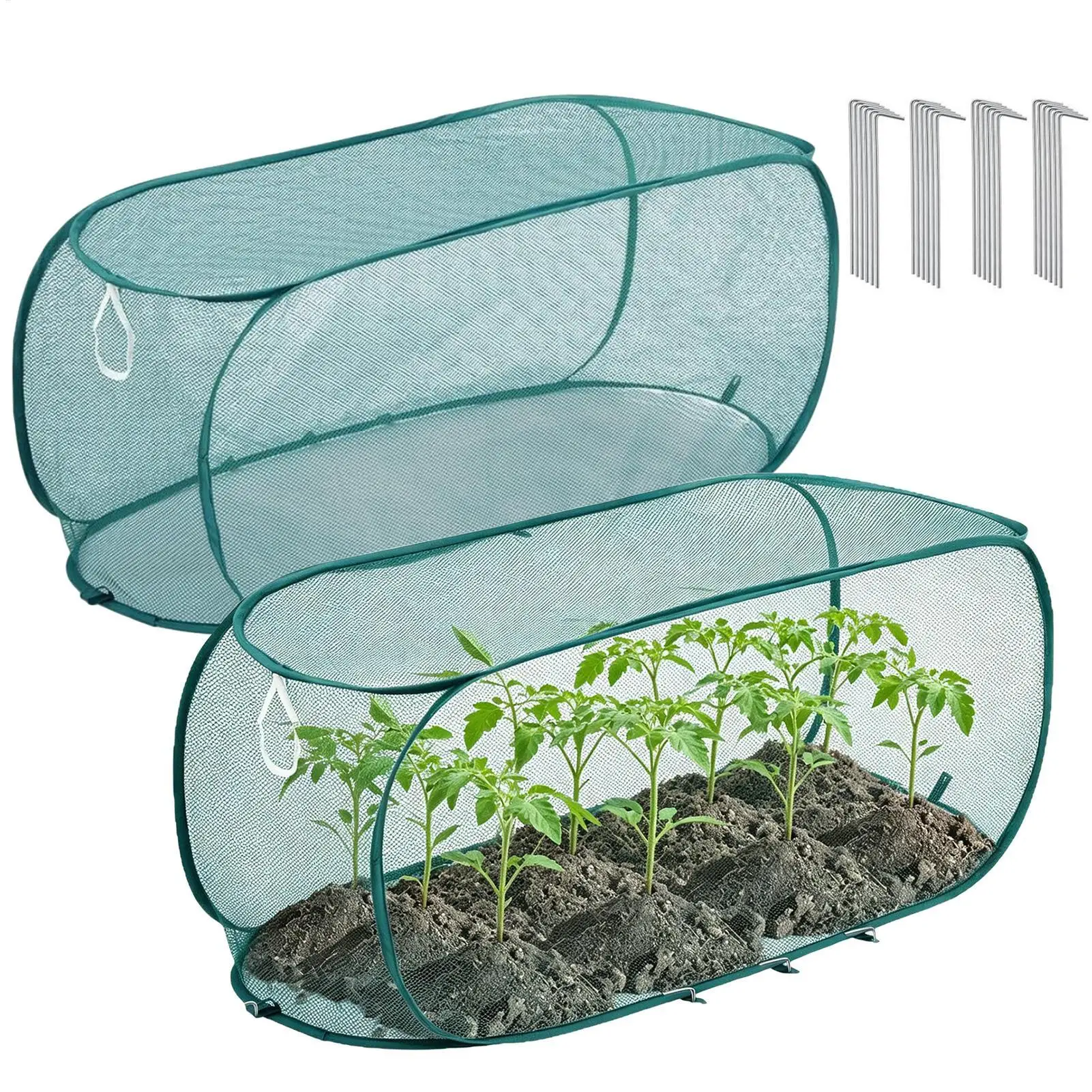 Garden Plant Covers 2 Pieces Pop-Up Fine Mesh Foldable Barrier Pop Up Plant Protection Garden Cover for Outdoor Greenhouse Patio