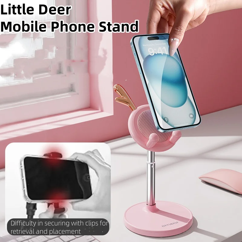 Cute Deer Phone Stand Universal Desktop Phone Holder for 4-12.7'' Phone&Tablet&Pad&iPad Angle&Height Adjustable Tablet Stand