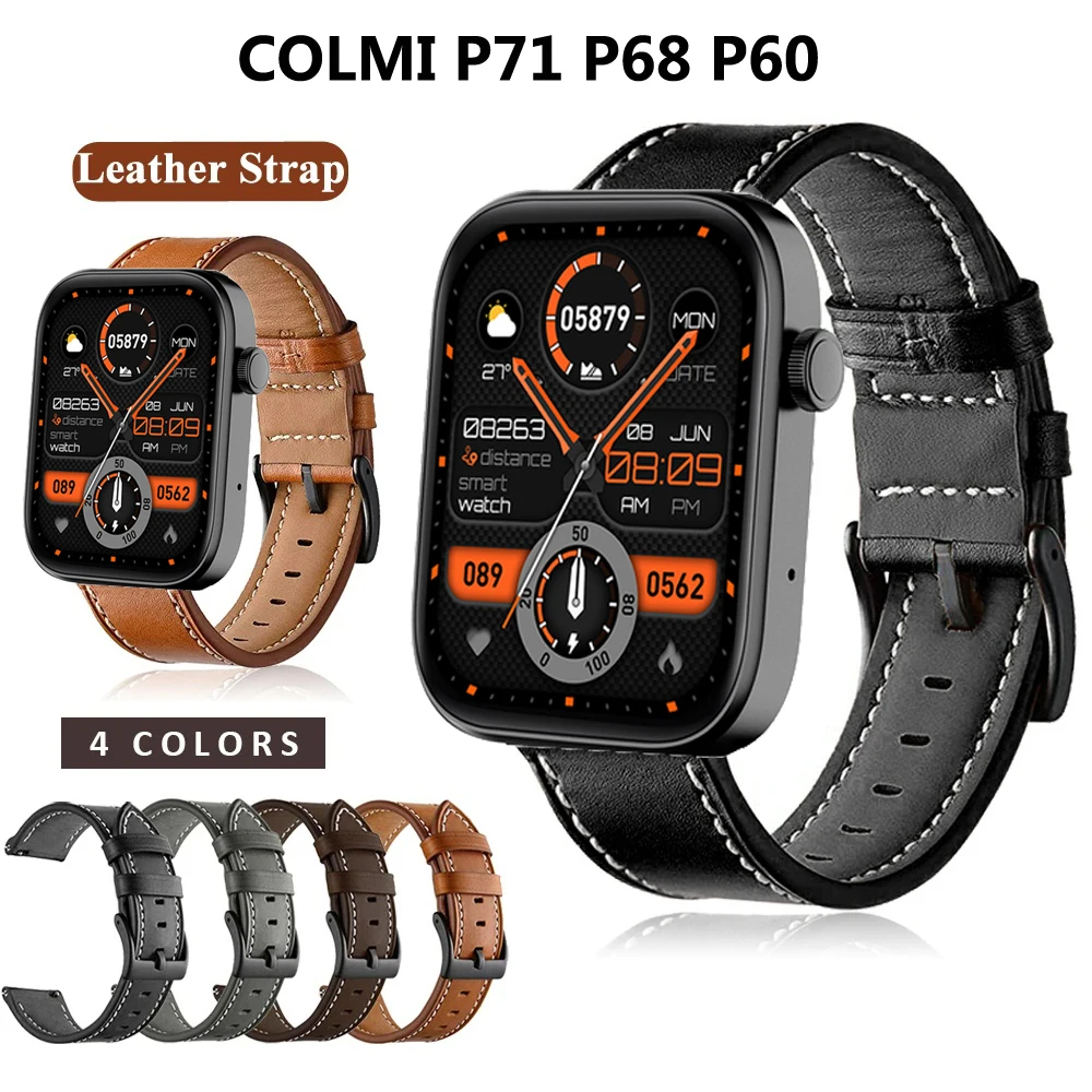 

22mm Leather Strap Watchband for COLMI P71 P68 P60 Smart Wriststrap Quick Releas Bracelet for COLMI P68 P60 Watches Accessories