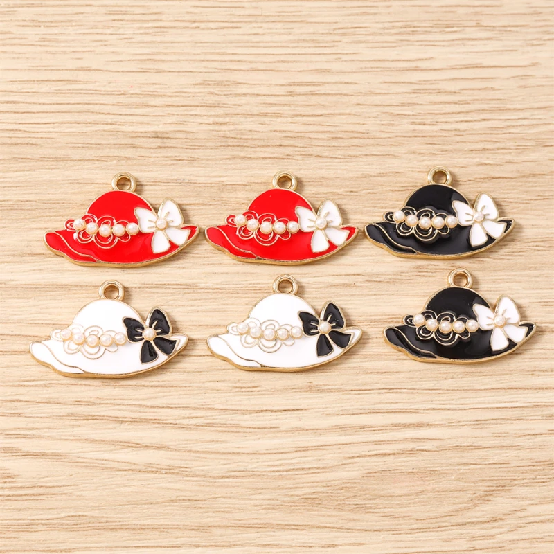 10 قطعة 26x16 مللي متر لطيف المينا السيدات قبعة Charms المعلقات لصنع المجوهرات انخفاض الأقراط القلائد أساور اكسسوارات DIY بها بنفسك الهدايا #3