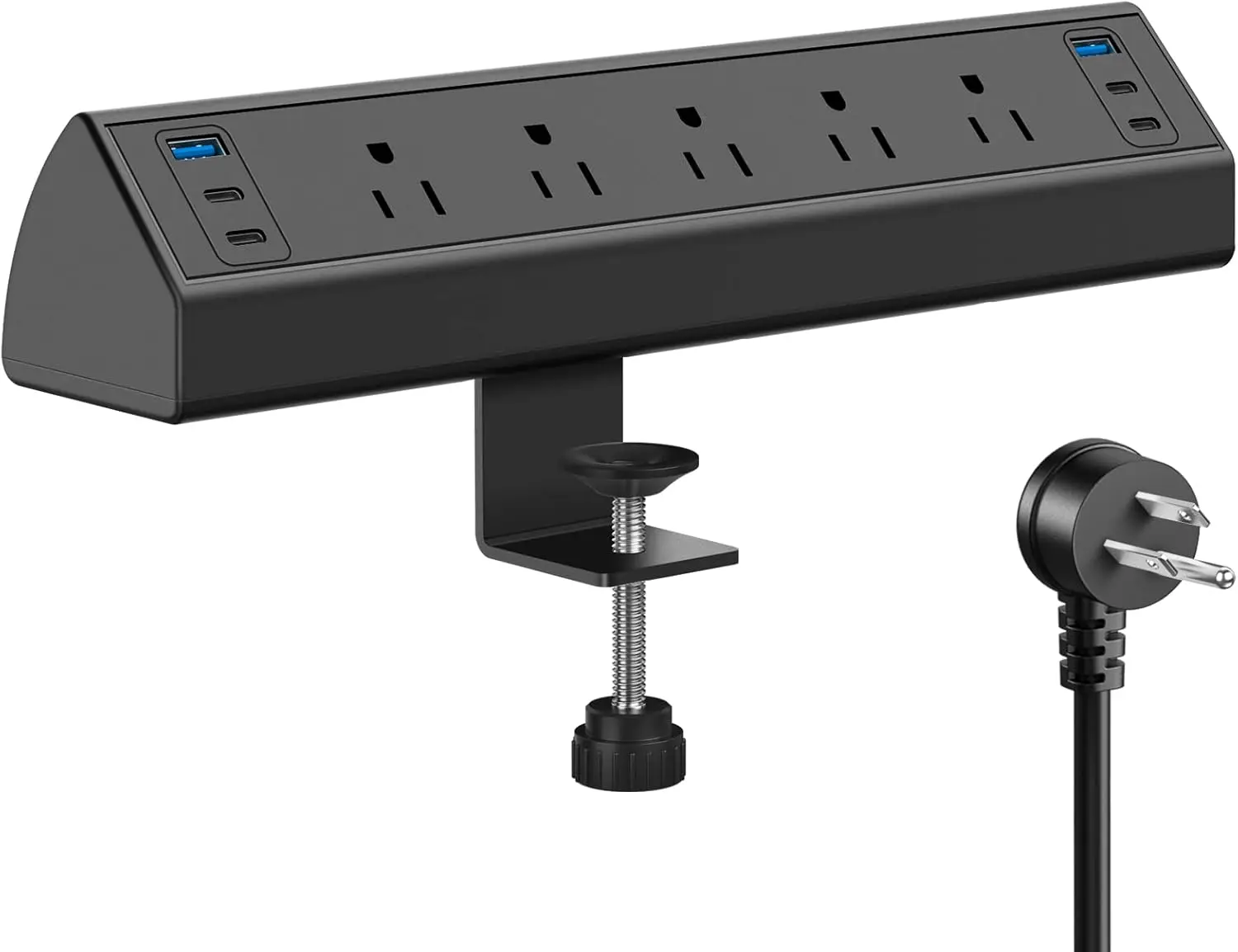 Desk Clamp Power Strip USB C,40W Total Fast Charging Station,4 PD 20W USB C Ports,Desk Edge Mount Surge Protector,5 Outlets,Fit