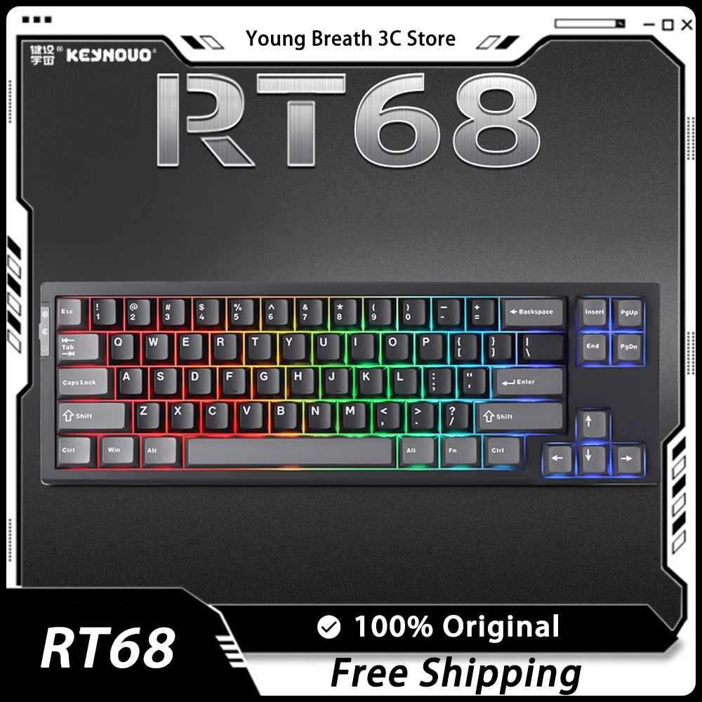 

Keynouo RT68 Magnetic Switch Mechanical Keyboard Hot Swaprgb Ergonomic Wired Gaming Office Mechanical Keyboard Customized Gift