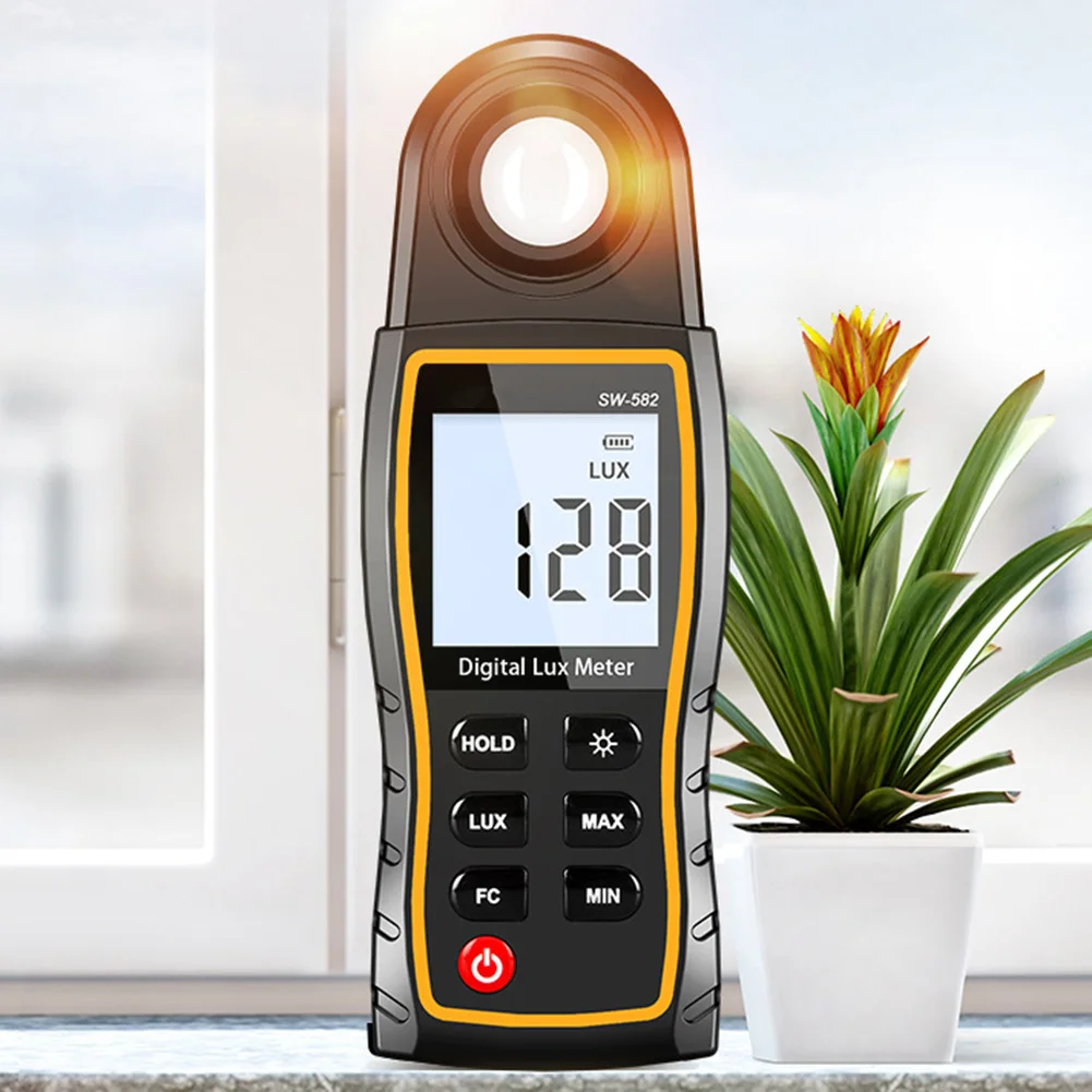 SW-582 Professional Grade Lux Meter with Backlit Display and 360 Rotation Sensor for Accurate Light Data Capture