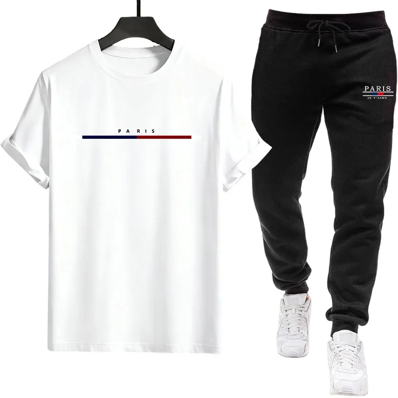 Summer Daily Men's Tracksuit Casual Outdoors Jogging Quality Sports Single Piece Versatile Short-sleeved T-shirt and Sport Pants