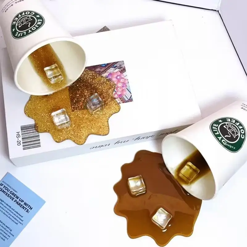 Spilled Coffee Cup Phone Stand - Funny Prank Home Decor with Non-Slip Base, Perfect Gift for Office & Desk