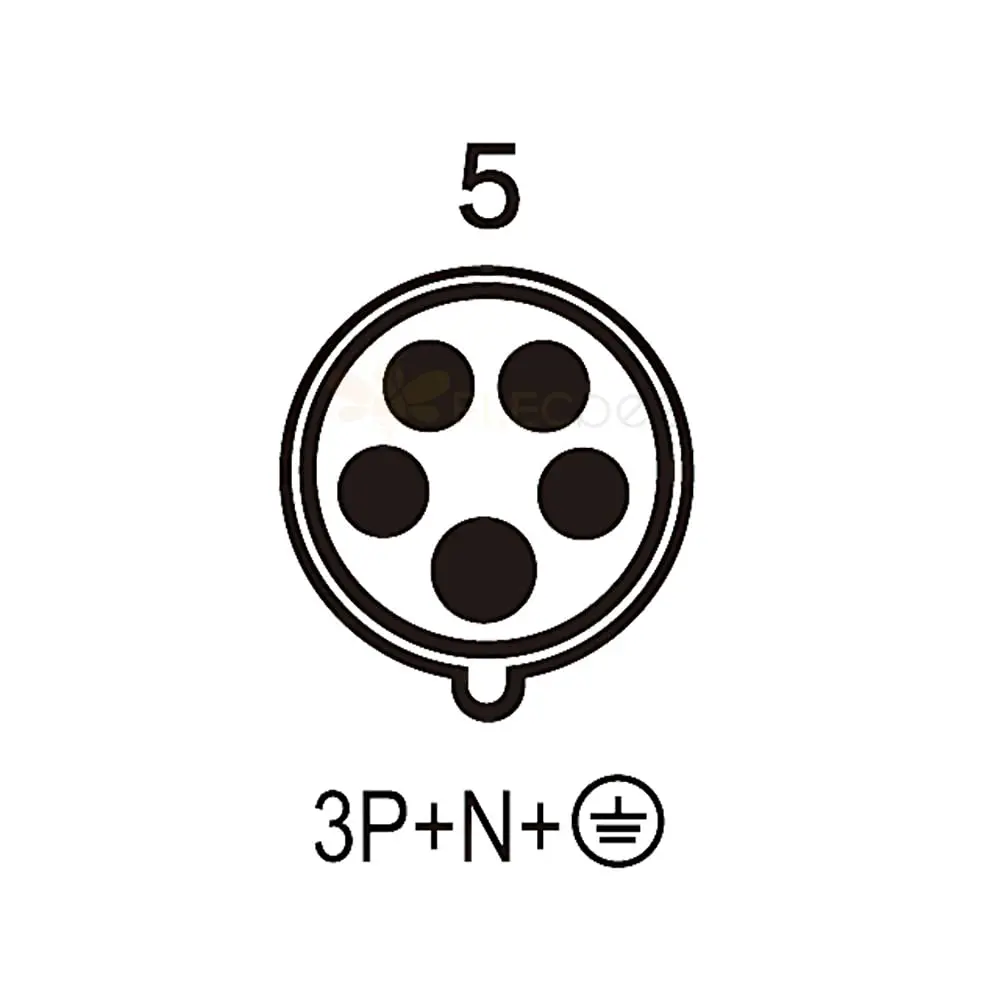 IEC60309 Waterproof Industrial CEE Connector Socket 5Pin 63A 400V 3P+E+N IP67 (Type-1）