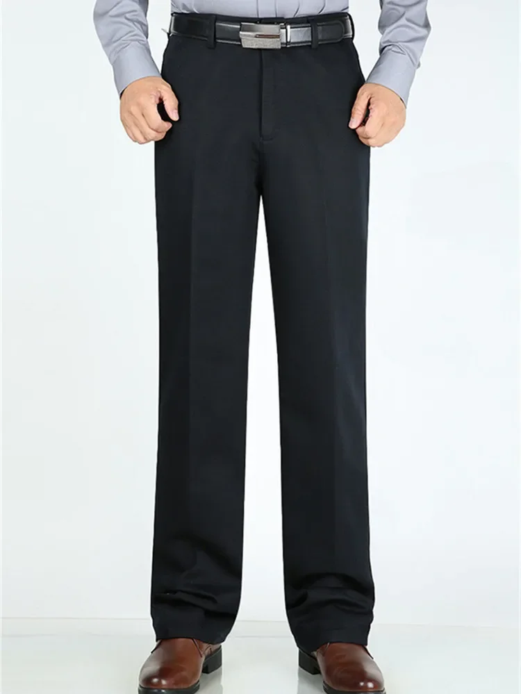 Suit Pants Men Formal Dress Trousers Autumn Elastic Office Plus Size 42 40 Business Thick Straight High Waist Male White Clothes