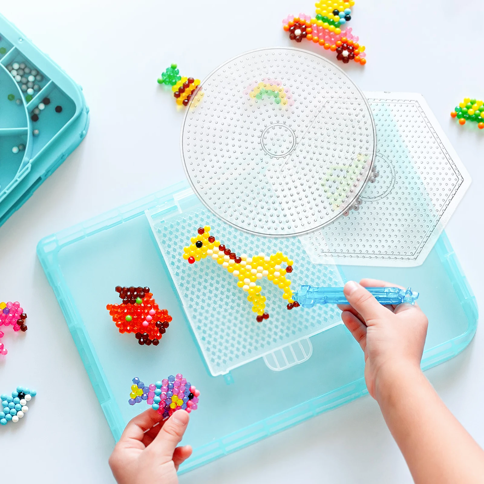 

3 Pcs Hexagon Square Fuse Beads Boards Pegboards Plastic Craft Tool DIY Educational Jewelry Making Accessories