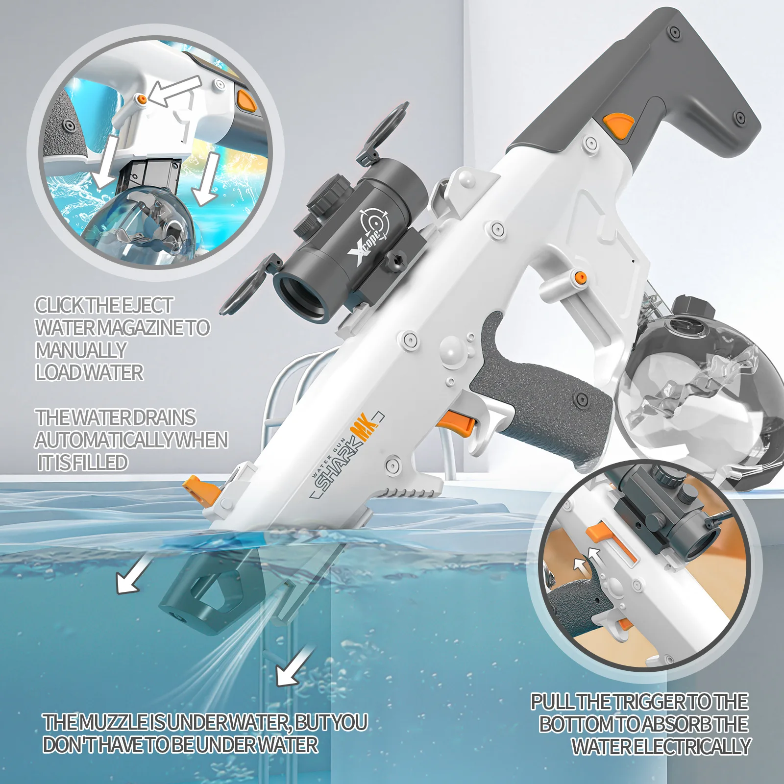 Pistola de agua eléctrica automática, juguetes, pistola de agua de disparo eléctrica automática, juguete para niños, juegos de lucha en piscina al aire libre, juguete de lucha en la playa Bo