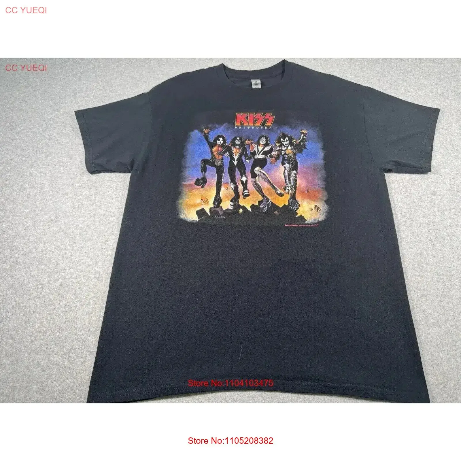 

Kiss T Shirt Adult Large Black American Rock Band Music Tour Gene Simmons Mens vintage Washed Versatile Breathable Stylish