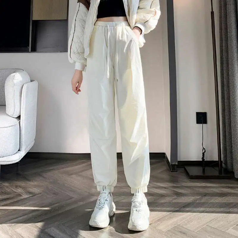 

Женские брюки на белом утином пуху, новые зимние утолщенные термобрюки на флисовой подкладке с манжетами, женские брюки женские элегантные PT-612