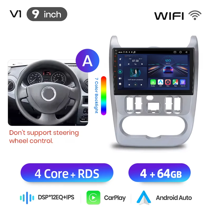 Junsun Android Auto autoradio voor Renault Logan 1 Sandero 2009 2010 2011-2013 Multimedia draadloze CarPlay SWC GPS navigatie RDS DSP