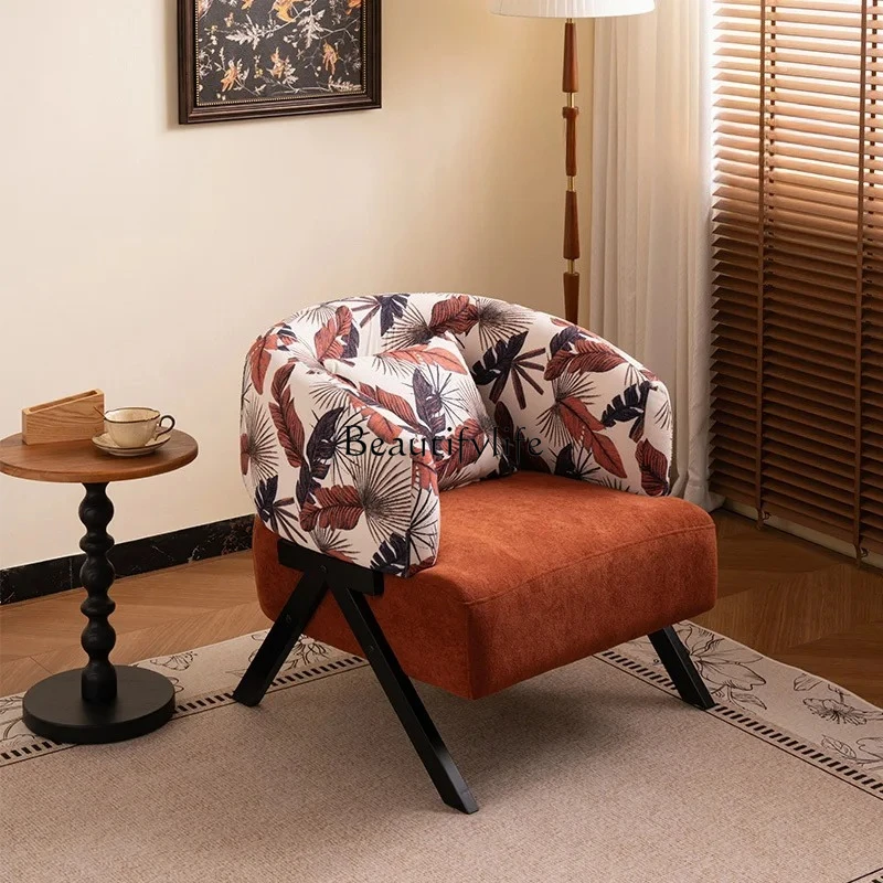 

Medieval casual sofa chair Comfortable single small hotel B & B living room Balcony Fashion and advanced