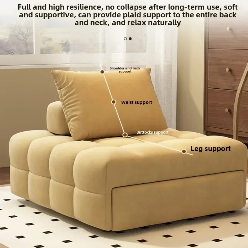 Household Goods Sofa Bed Foldable Dual-purpose Small Apartment Living RoomMulti-functional Sofa Cream Wind Puff Leisure Chair image 3