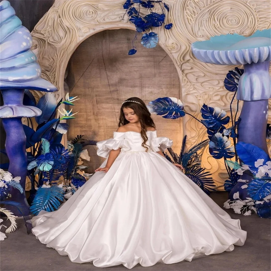 Cswdocy Wedding Lace Tulle Flower Girl Dress Pageant ChristmasCape Puffy Shining Elegant Princess First Communion Birthday Gowns
