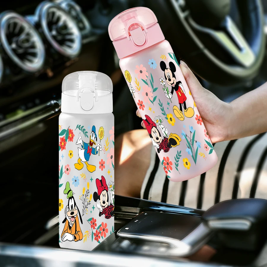 1 ชิ้น ดิสนีย์ มิกกี้ ลายดอกไม้ 26 ออนซ์ขวดน้ำพลาสติกกีฬากลางแจ้งถ้วยน้ำวันเกิด/ของขวัญกลับบ้าน