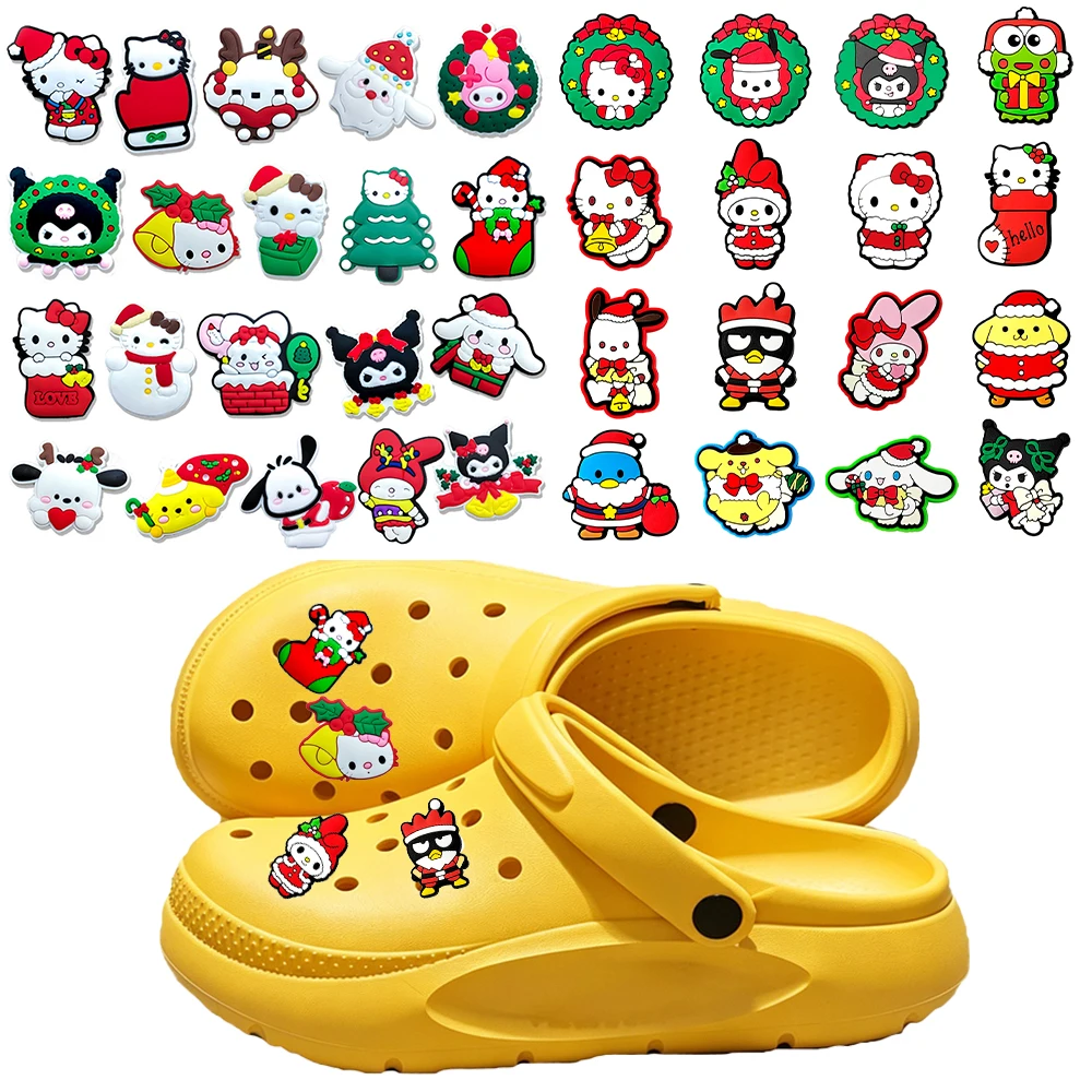 16-100pcs Mesuca Christmas Sanrio Series PVC Shoes Accessories DIY With Hole Wristbands Shoe Decorations Creativity Party Gifts
