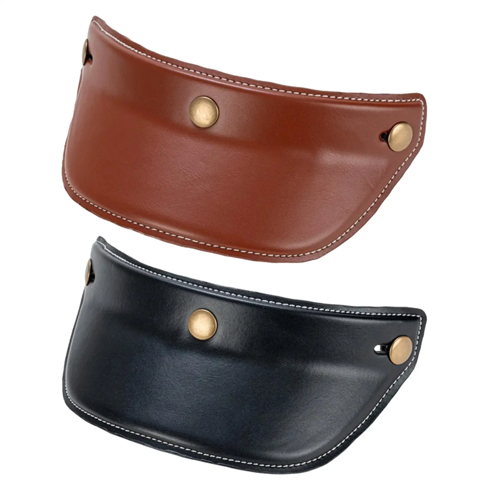PU Leather Motorcycle Helmet Visor Sun Shade 3 Button Brim Cover for Half Helmet Protective Gear