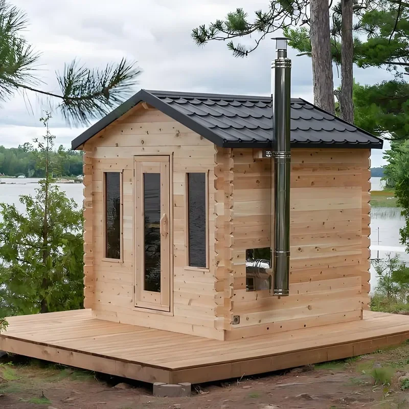 Spire-shaped dry sauna made of solid wood Sauna with infrared heating