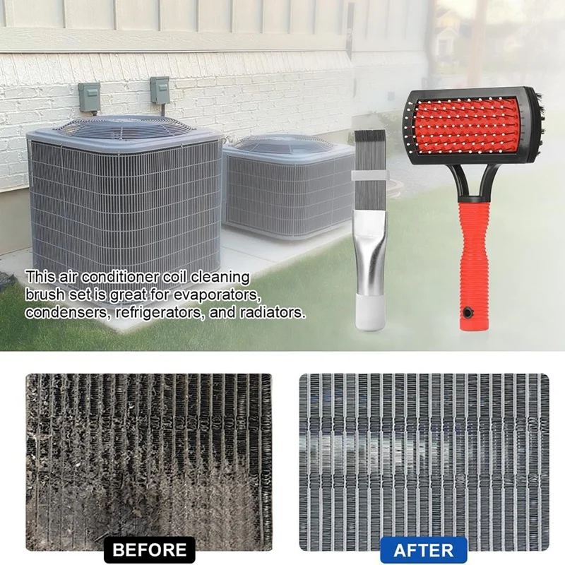 Air Conditioner Evaporator Coil Cleaning Brush AC Condenser Coil Fin Comb Straightener HVAC Cleaner Brush