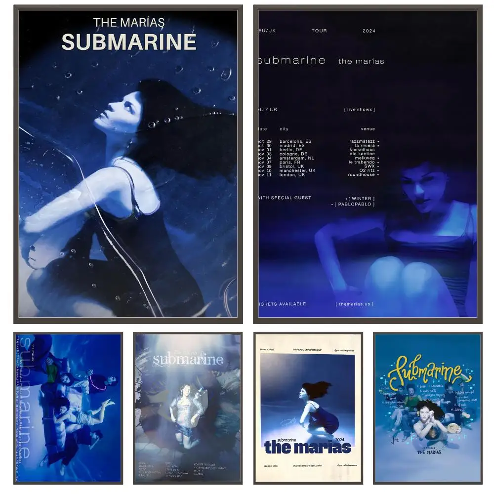 band THE MARIAS SUBMARINE band Poster Poster HD Waterproof Self Adhesive Wall Art Print Decor for Bedroom Living Room Gift