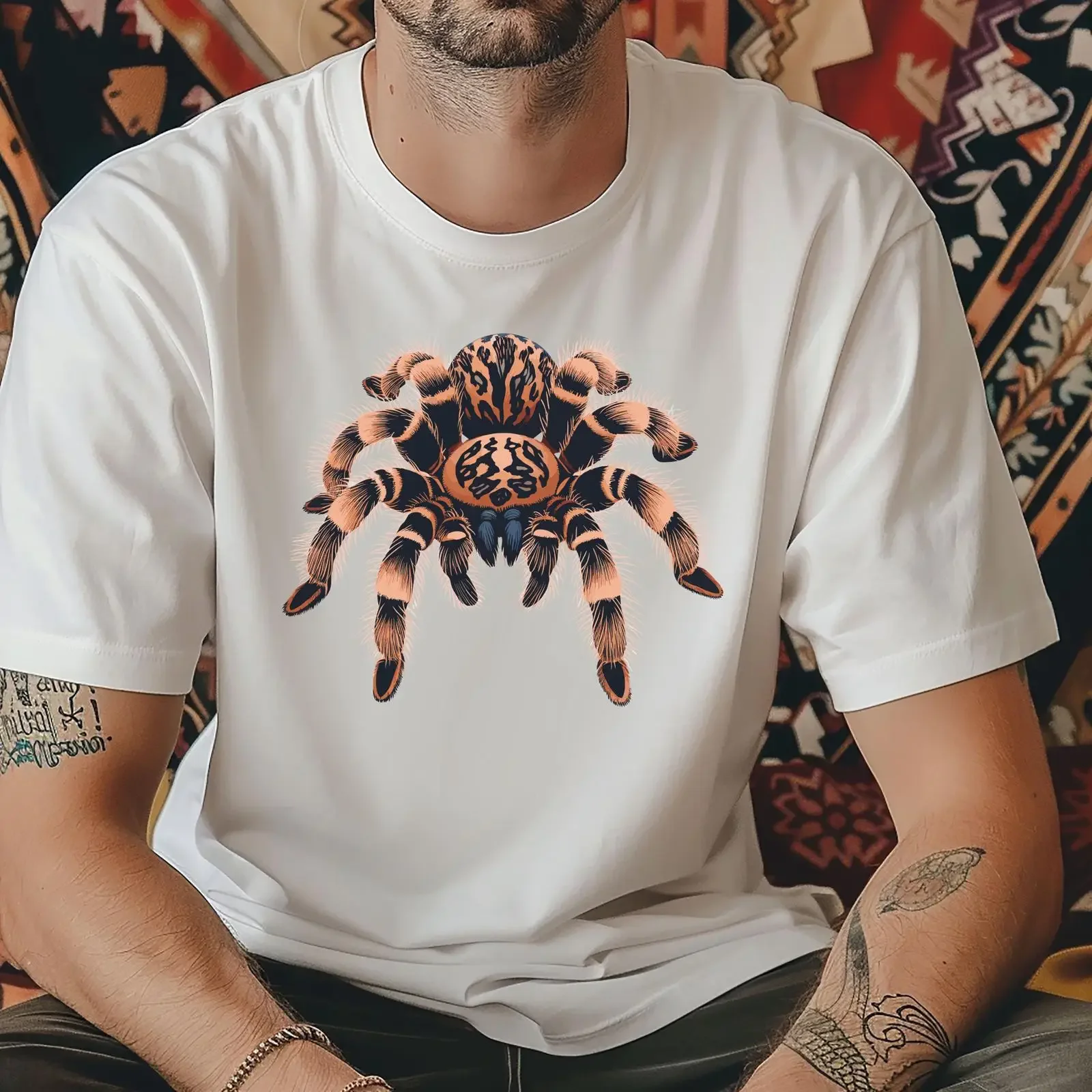Vivid Realistic Tarantula T Shirt Cool Spider for Men Casual Lover Arachnid Hobby Apparel vintage Washed Unisex homme fashion