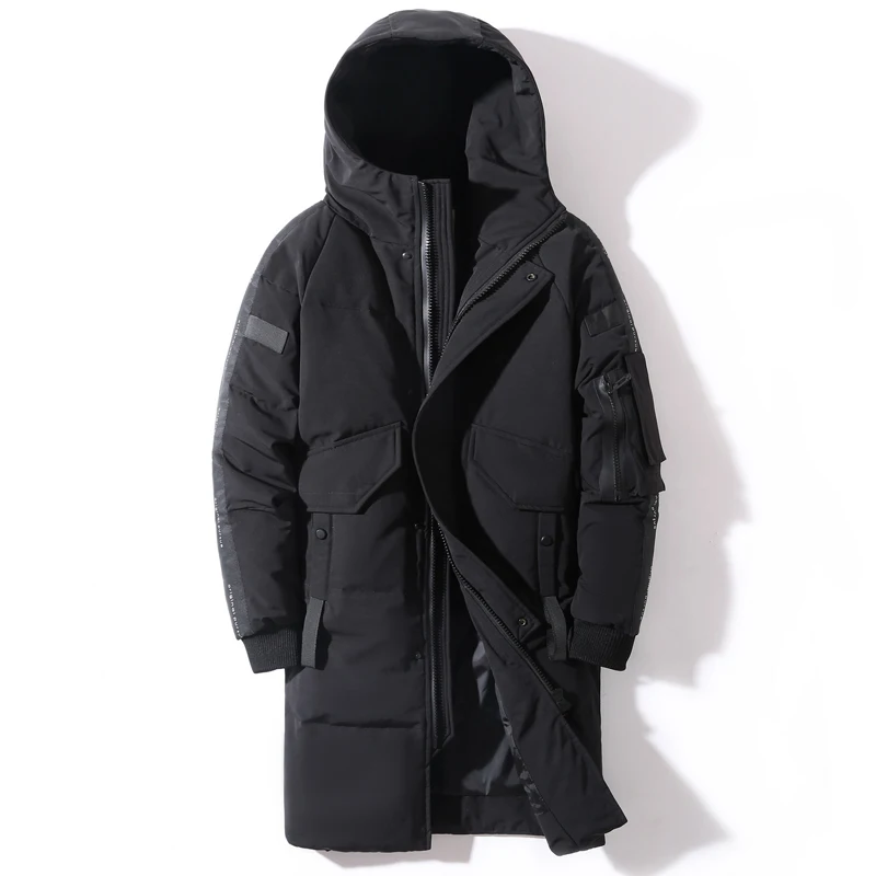 

Nice Winter Men's Down Jacket Hooded Fashion Long Down Coat Men Windproof Waterproof Thick Warm Brand Mens Clothing Long Parka