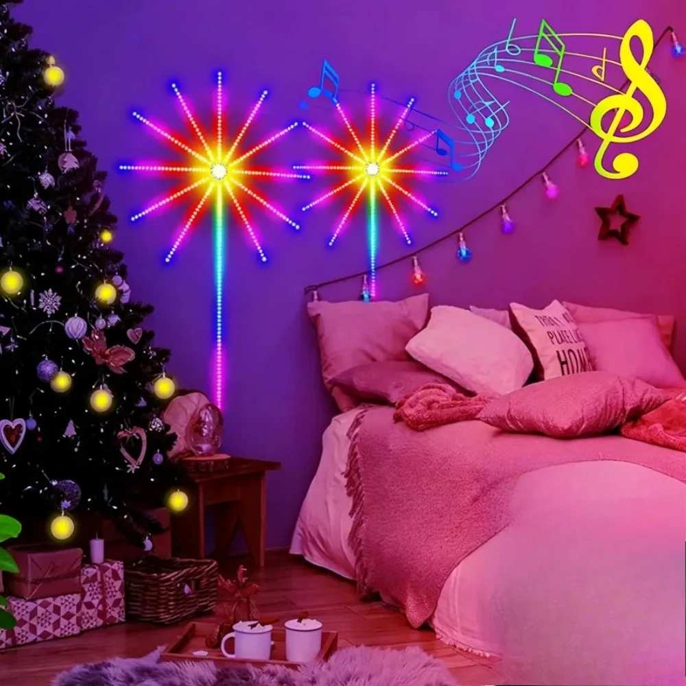 Music Sync RGBIC Firework LED Strip Light USB Bluetooth App Control Christmas Bedroom Party Indoor Home Decor