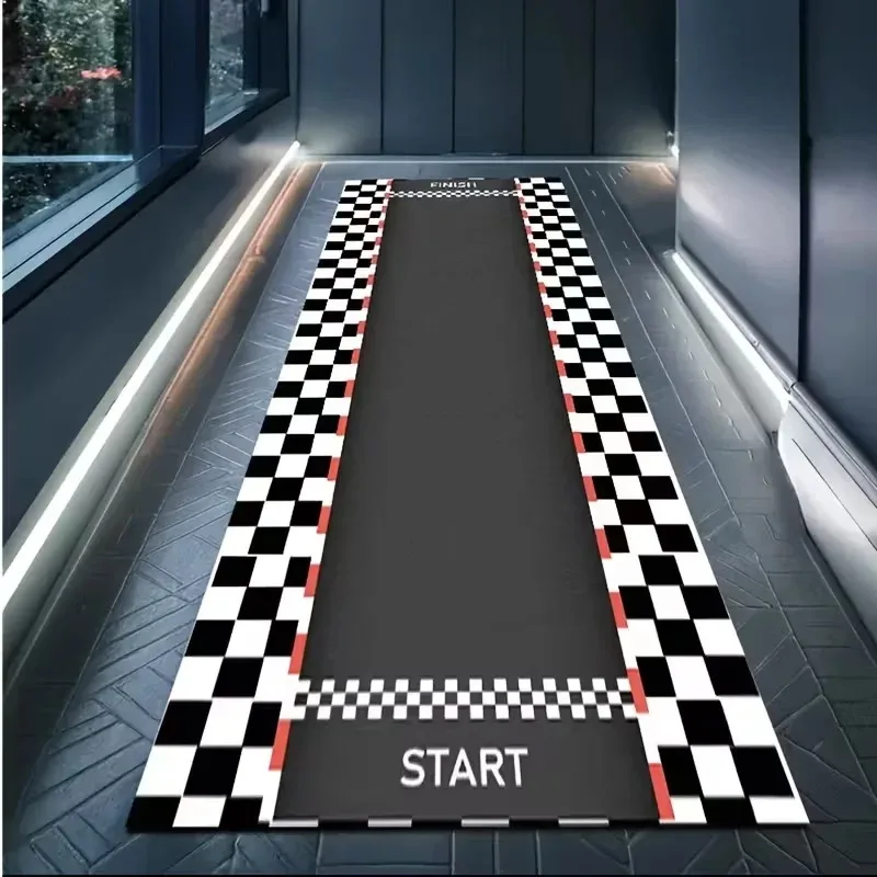 Running Track Print Mat Athletic Lane Design Non-Slip Floor Carpet Hallway Home Gym Playroom Sports Decor Fashionable