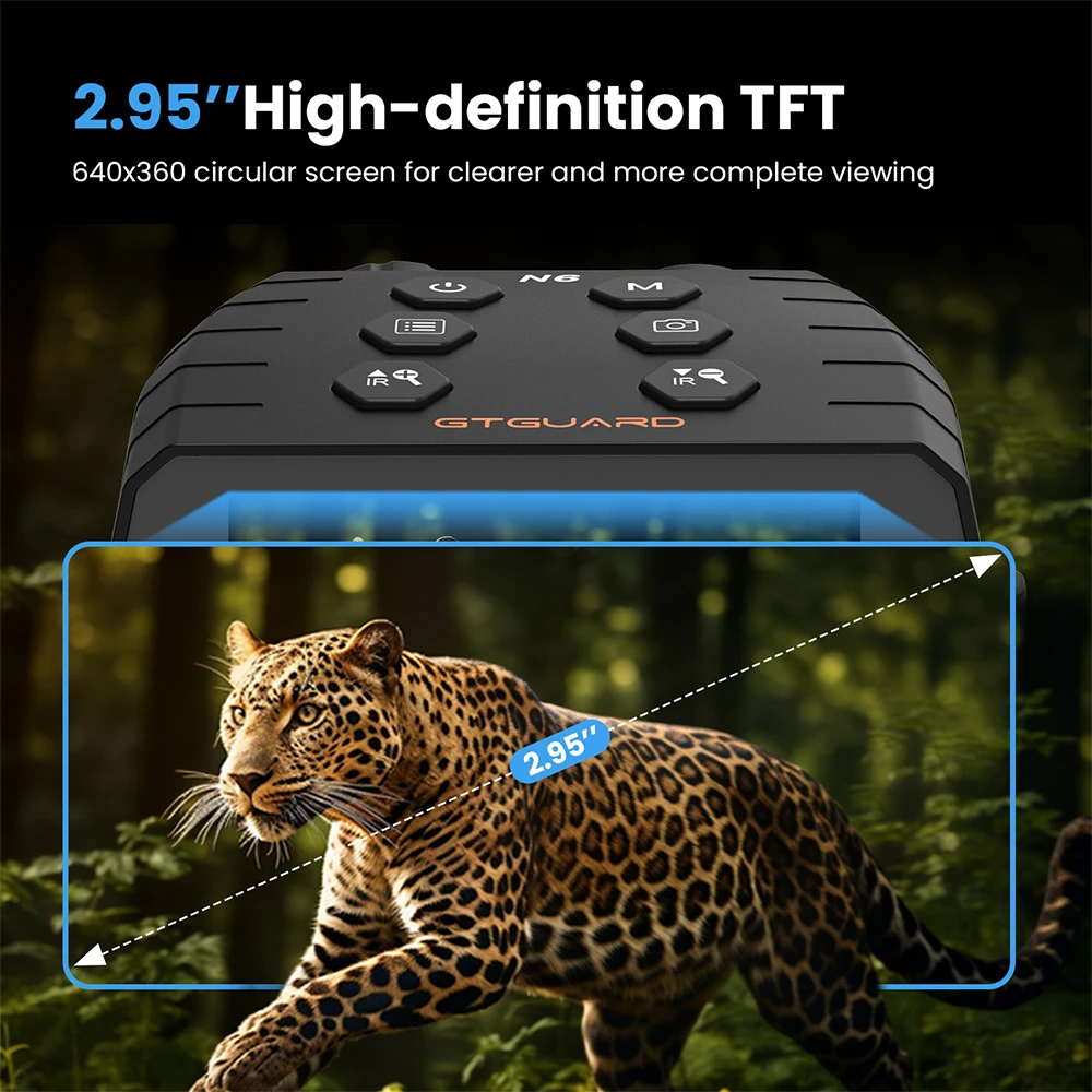 GTGUARD N6 Binoculars Night Vision 1080P FHD Video & Photo Capture 3W 850nm infrared LED 5X Digital Zoom Supports fixed brackets