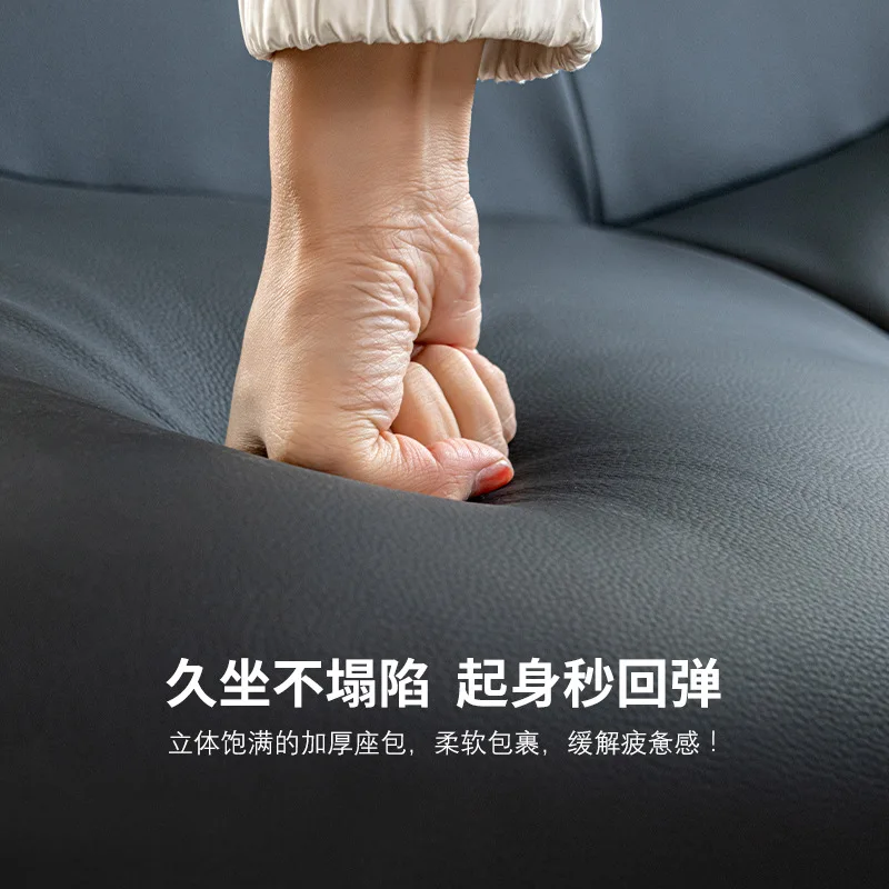 Leather living room casual rotating big black cow matching new single designer light luxury sofa