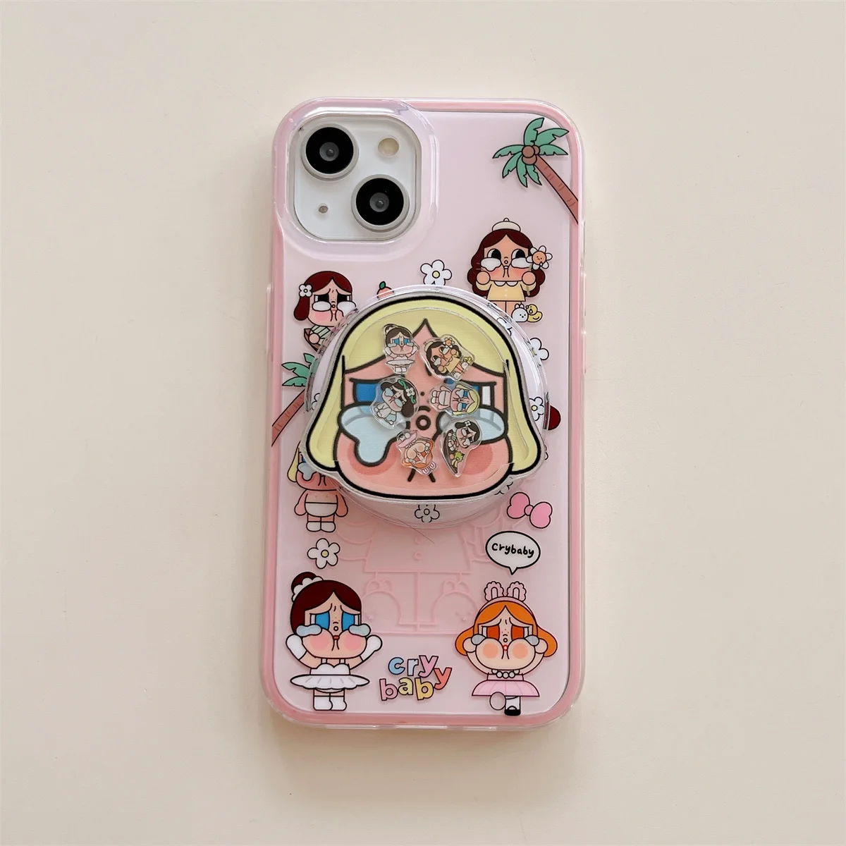 Funny Cute Crying Girl Magnetic Phone Case For iPhone 16 Pro 15 14 Pro Max Cover 2 in 1 Shockproof Cases with Holder
