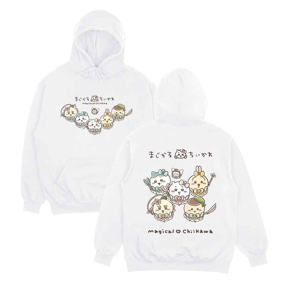 Chiikawa Kawaii هوديي Chiikawa ملابس الفتاة السحرية النساء الرجال عادية Y2K البلوز رائعتين الجرافيك البلوفرات الخريف سوداديراس