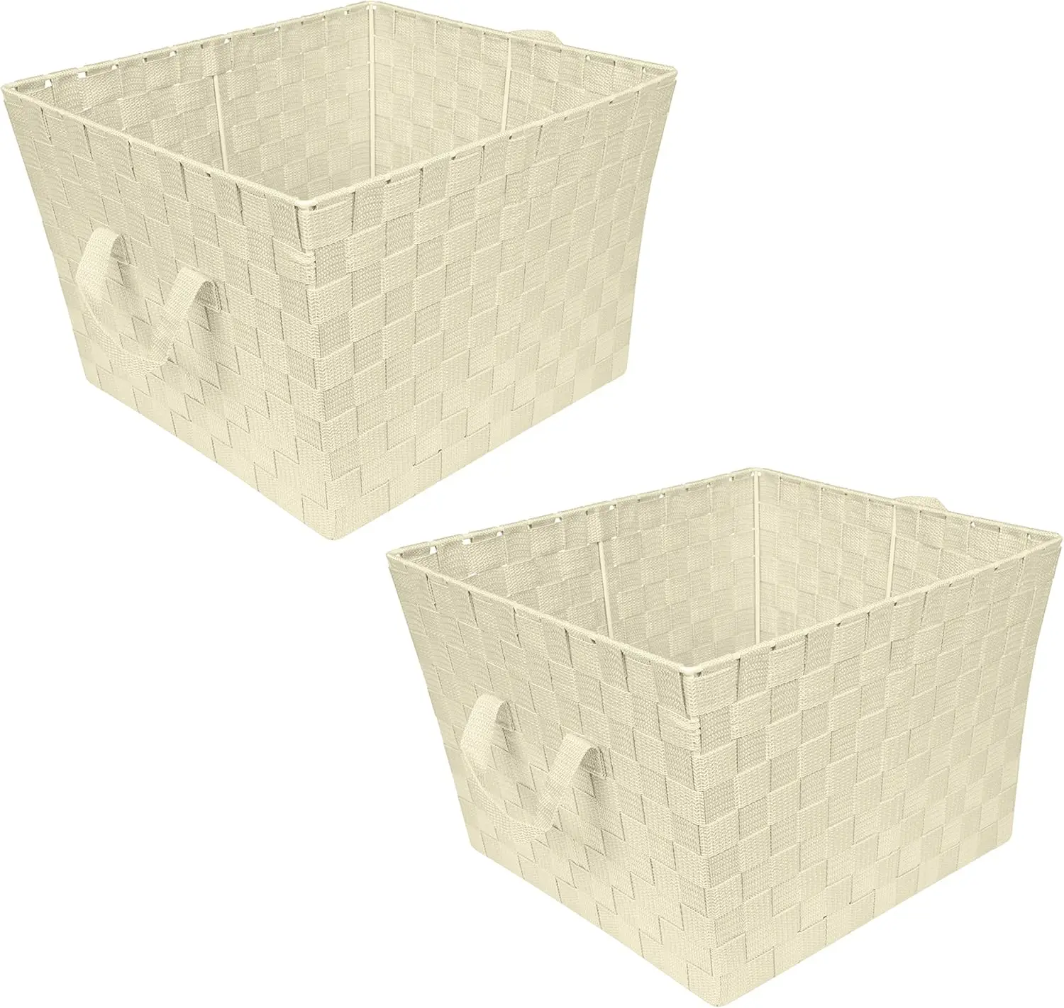 

Большая плетеная сумка-тоут с 2 ручками, декоративная корзина для хранения в шкафу, спальне, ванной, детской, для игрушек и подарков, цвет слоновой кости, 2 штуки в упаковке