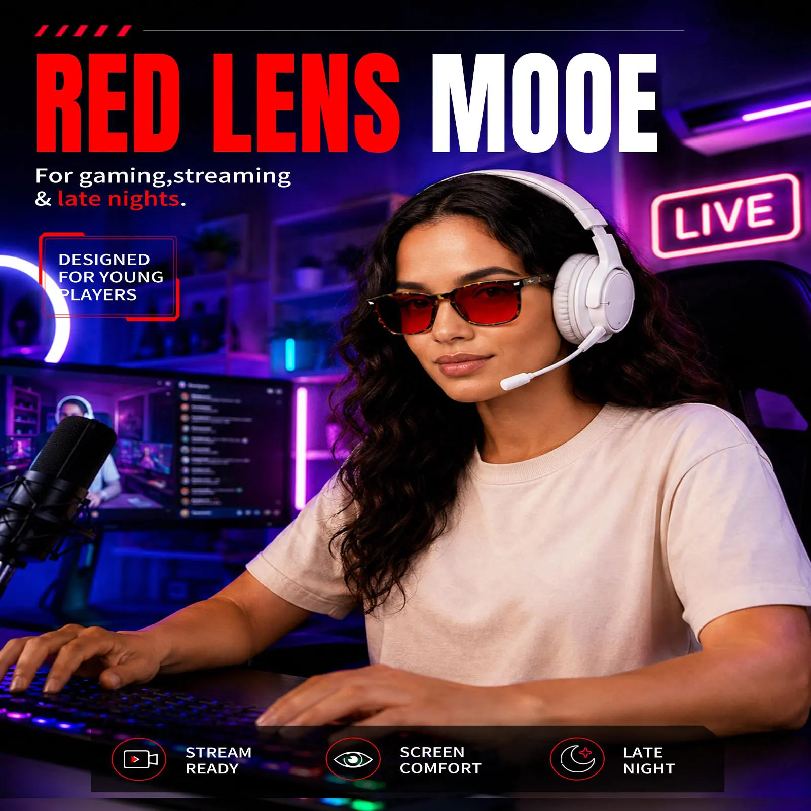 Red Light Sleep Glasses for Gaming/Computer, Blue Green Light Filter, Tortoise Frame Red Lens Eyewear for Men Women