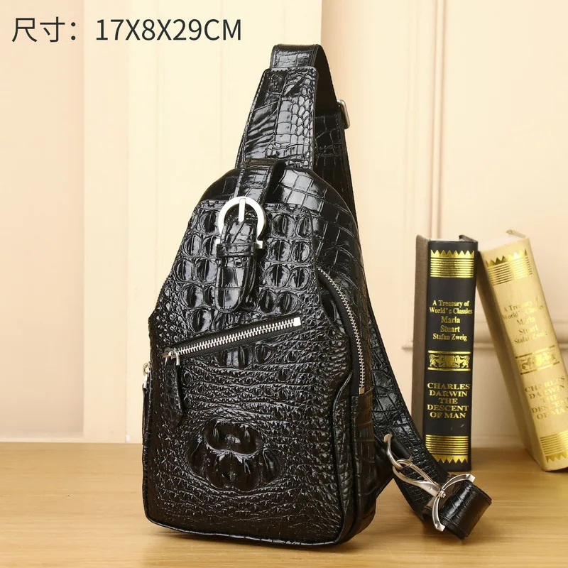 

New Crocodile Pattern with Leather Diagonal Cross Outdoor High-end Chest Bag Fashion Men's Bagгрудная на сумка мужская на плечо