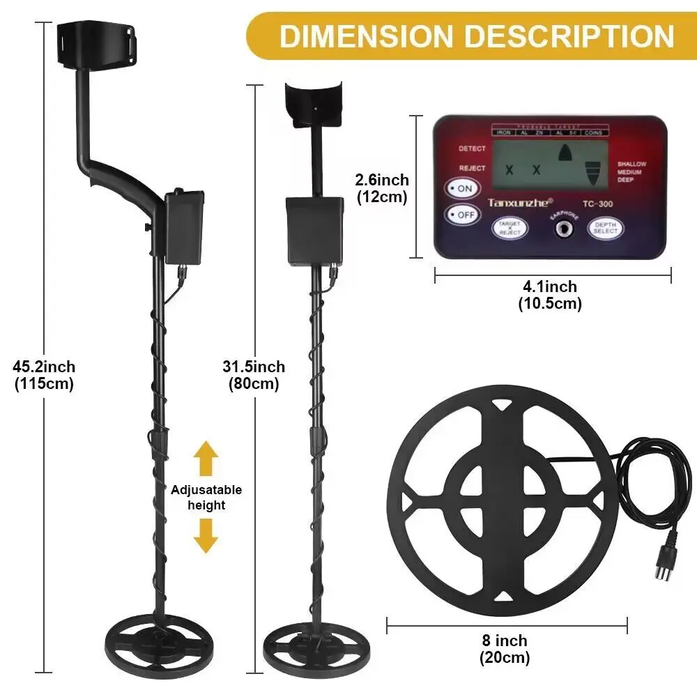 Hot Sell Metal Detector TC300  TC 200 Underground Detectors Pinpointer Treasure Hunter Gold Depth Digger