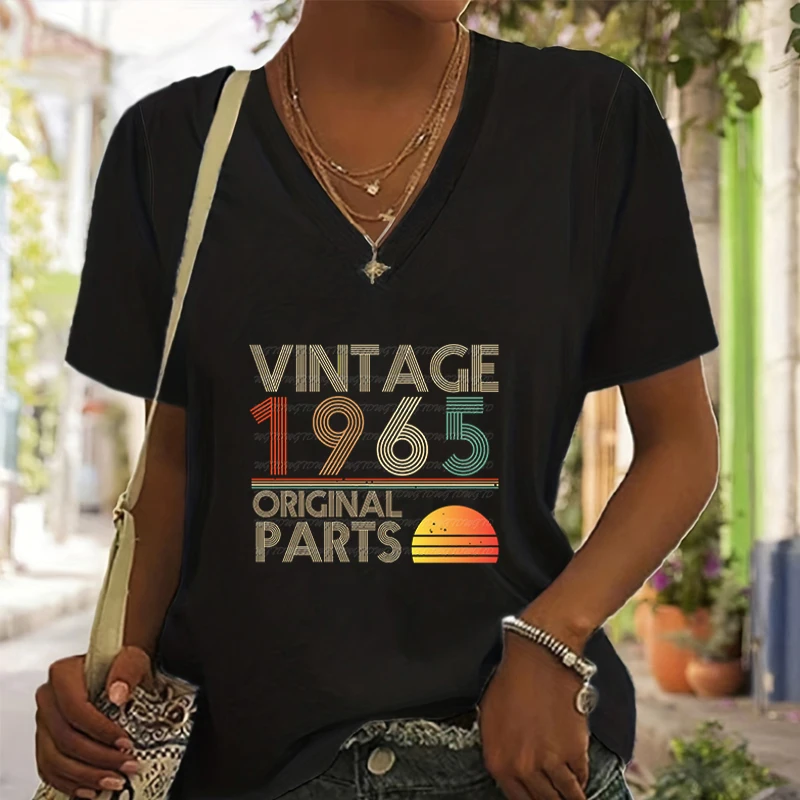 สไตล์Retroผู้หญิงTshirts 1965 กราฟิกStreetwear Trend Ladyเสื้อเสื้อVINTAGE 1960 ถึง 1969 วันเกิดเสื้อลําลองเสื้อ