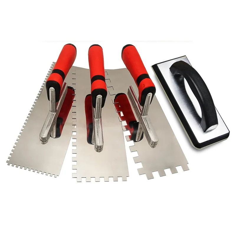IALJ-Stainless Steel Square Notched Trowel Set Grout Float Andgrout Sponge Tile Installation Tools