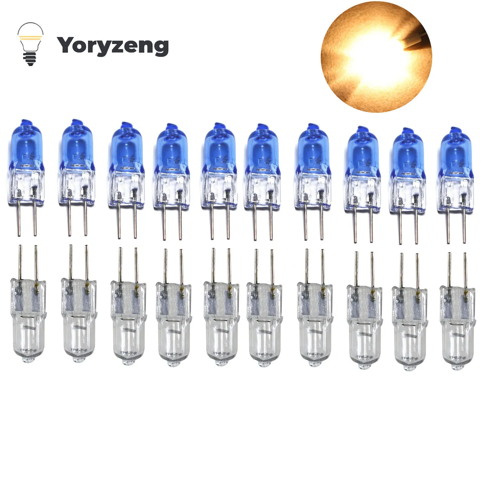 10PCS Mini DC 12V 20W Mini G4 Halogen Light Bulb Super Bright Warm White Tungsten JC Type for Crystal Chandelier Capsule Lamp