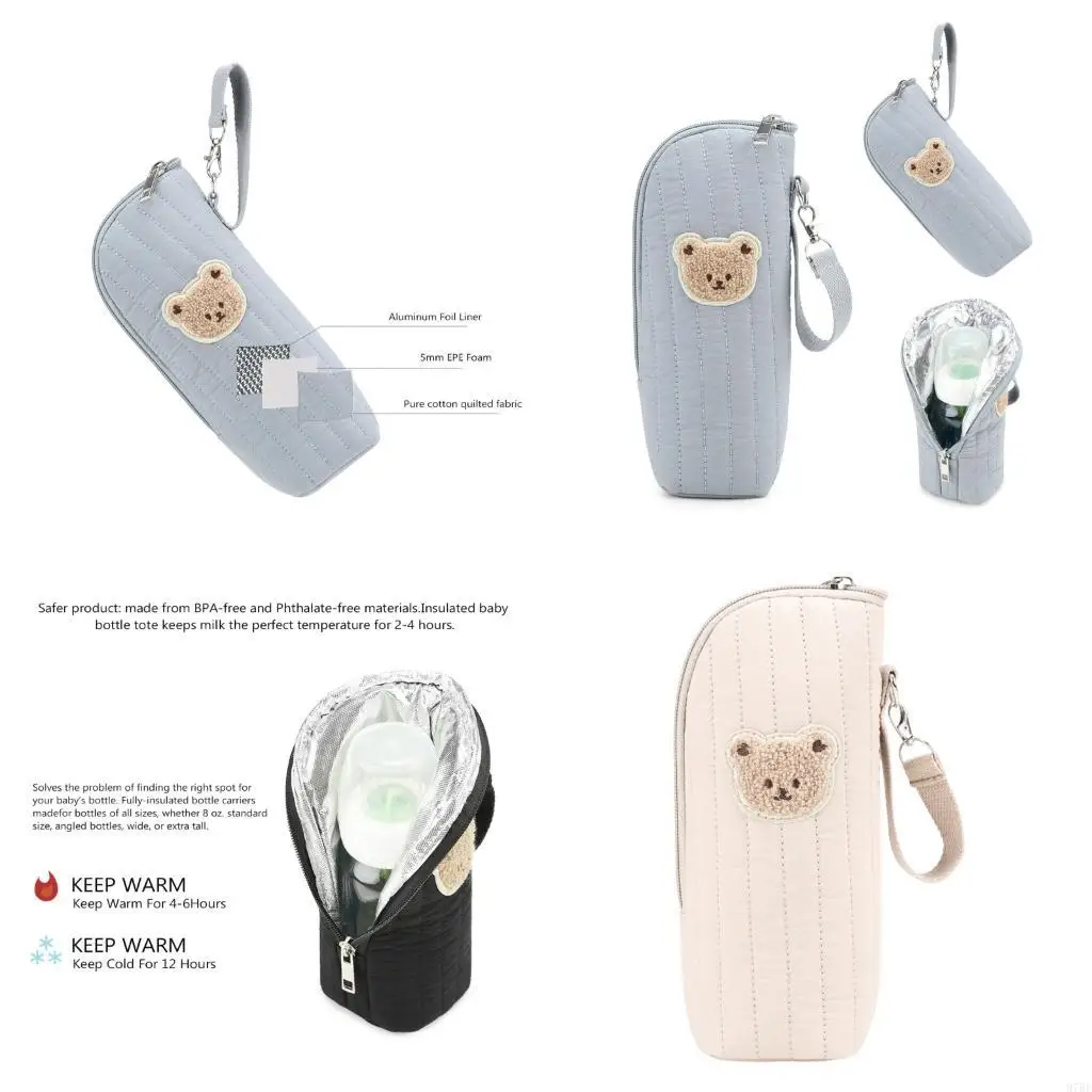 

97BE Multi Functional Cotton Thermal Milk Bottle Bag For Parents On Outdoor Trip