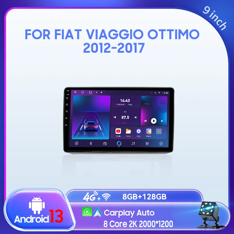 QSZN For Fiat Viaggio Ottimo 2012-2017 2 din Android 13.0 Car Radio Multimedia Video Player GPS Navigation 4G Carplay Head unit