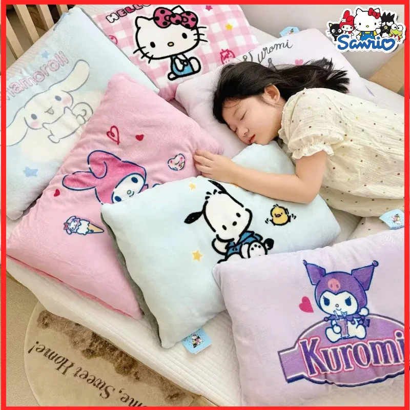 Nueva almohada Sanrio de dibujos animados Kuromi Doudou, almohada de terciopelo de leche de dibujos animados para guardería, almohada para siesta para niños, almohada extraíble para bebé, regalo