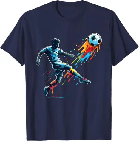 Fußball-Drip Jungen Mode Jugend Fußball T-Shirt Y2k Fußball-Liebhaber Neuheit T-Shirt Sportbekleidung für Männer, Fußballspieler-Bekleidung – Detail 8