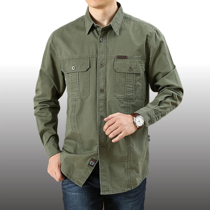 

Long Sleeve Cargo Shirts Men Clothing Outwear Coat Camisa Blusas Ropa De Hombre Chemise Homme Roupas Masculinas Autumn Blouses