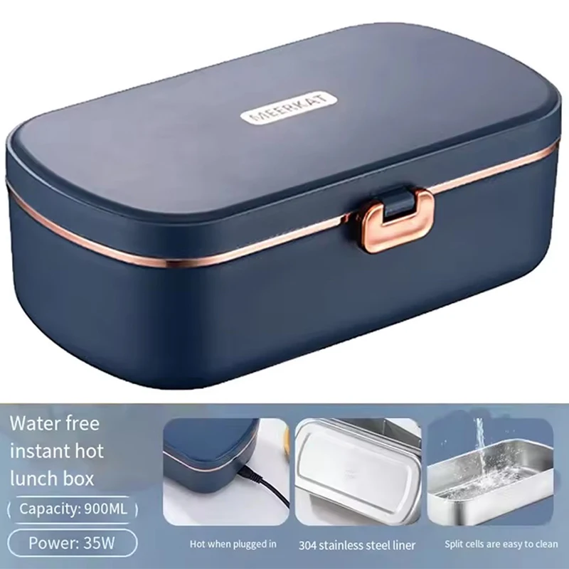 

900ML Portable Food Warmer with Heat Preservation Self-Heating Steaming Cooking 304 Stainless Steel Office Thermal Lunch Boxes