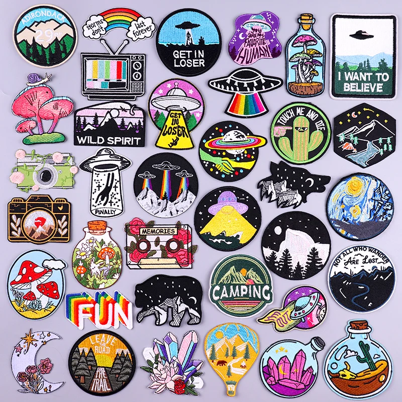 Alien UFO Patch Embroidered Patches For Clothing Thermoadhesive Patches Outdoor Patch Iron On Patches On Clothes Sewing Applique view 2
