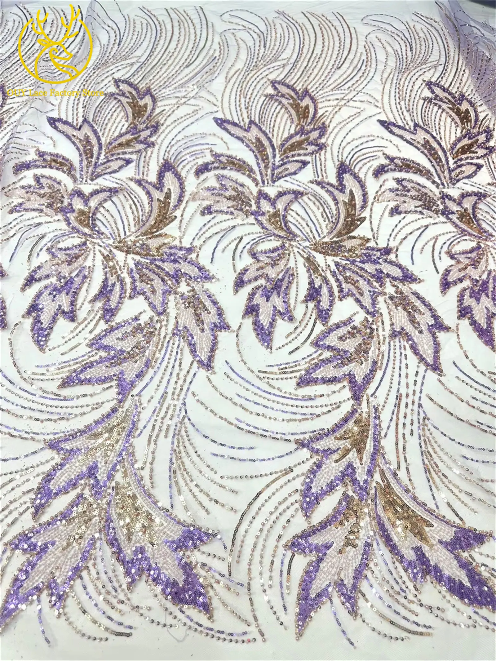 5 Yards luxuriöser afrikanischer Spitzenstoff 2026, hochwertiger französischer Pailletten-Spitzenstoff für nigerianisches Nähen von Brautkleidern – Detail 5