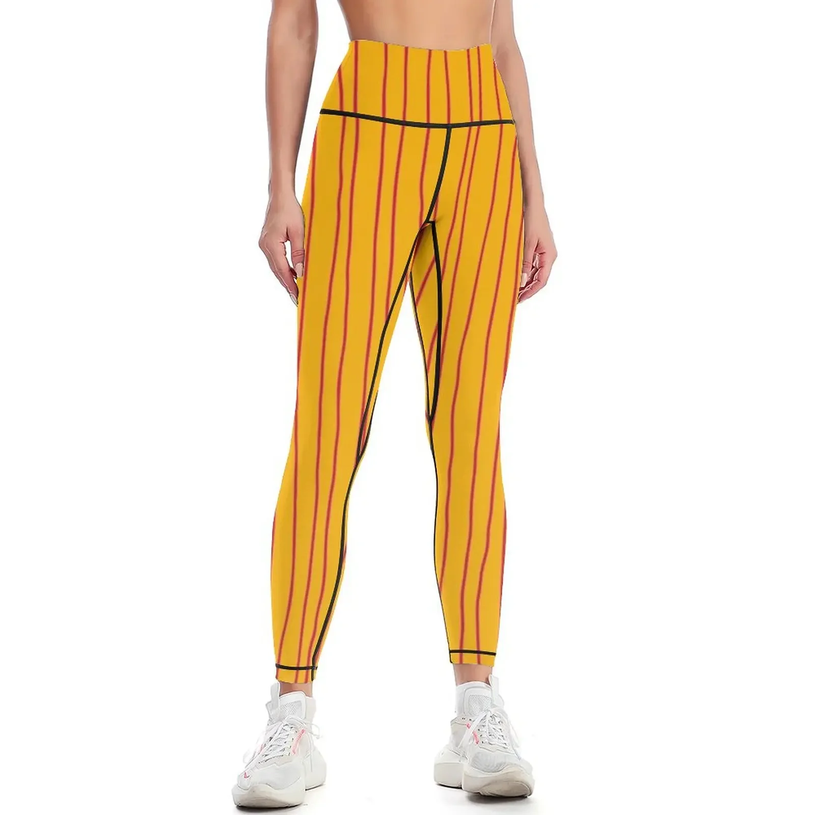 

Hand Drawn Lines Vertical Combination Yellow / Red Leggings Women's trousers Women's gym Clothing fitness Womens Leggings